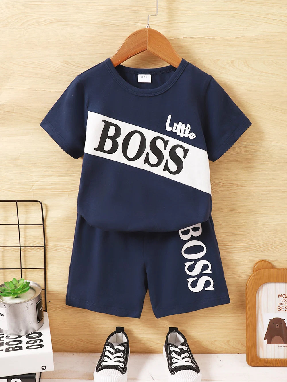 1-6 Years Little Boys 2PCS Clothing Set Short Sleeve T-shirt+Solid Color Shorts Fashion Summer Sport Style Cool Toddler Boy Wear