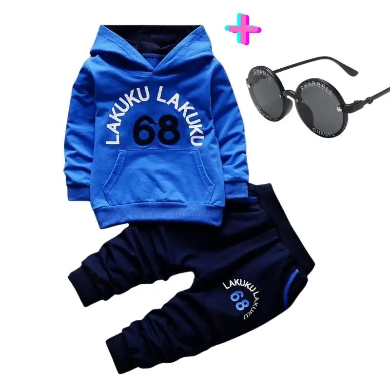 Boy's Clothing Set Match Sunglasses 3pcs Outfit Ropa Baby Kids Sweatshirt Boys Tracksuit Fashion Active Hoodie Sport Suits