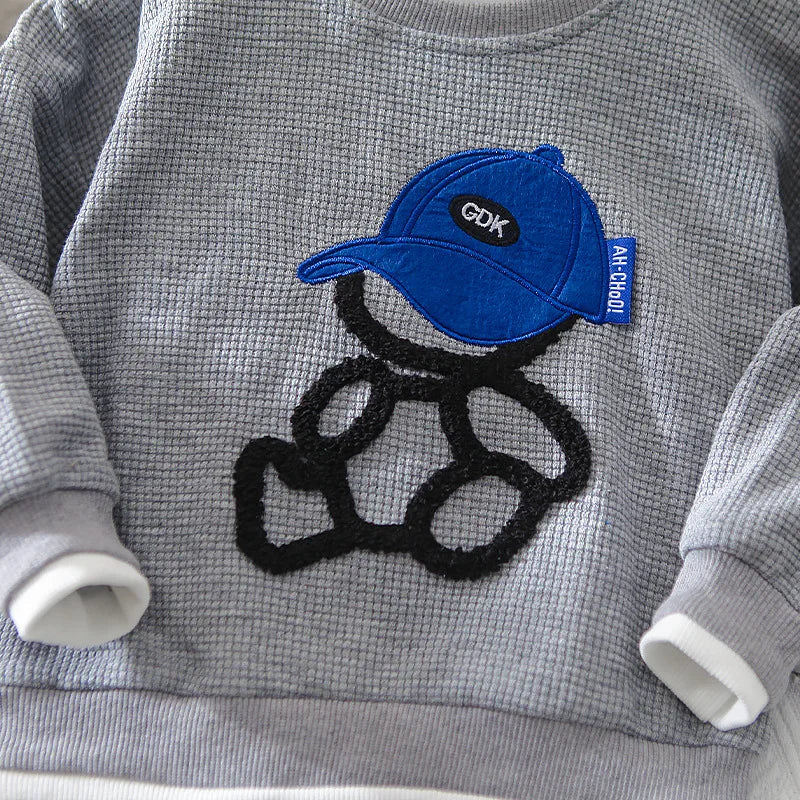 Toddler Boy Handsome Sport Clothing Sets 2023 Spring Autumn Children Fashion Tracksuit Baby Cartoon Pullover+ Pants Girl Clothes