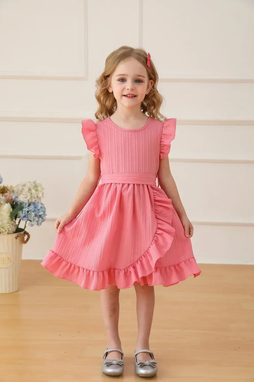 2025 New Summer Dress for Girls 3-8 Years Ruffles Casual Kids Princess Dresses Tulle Stripe Birthday Baby Girls Dress