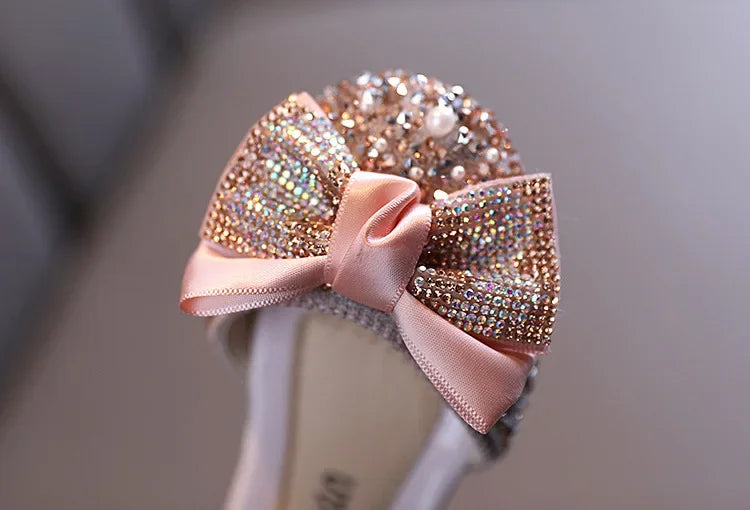 Fashion Children's Sandals 2025 Spring Summer Shining Flowers Sweet Girl Princess Shoes Dance Performance Kids Sandals