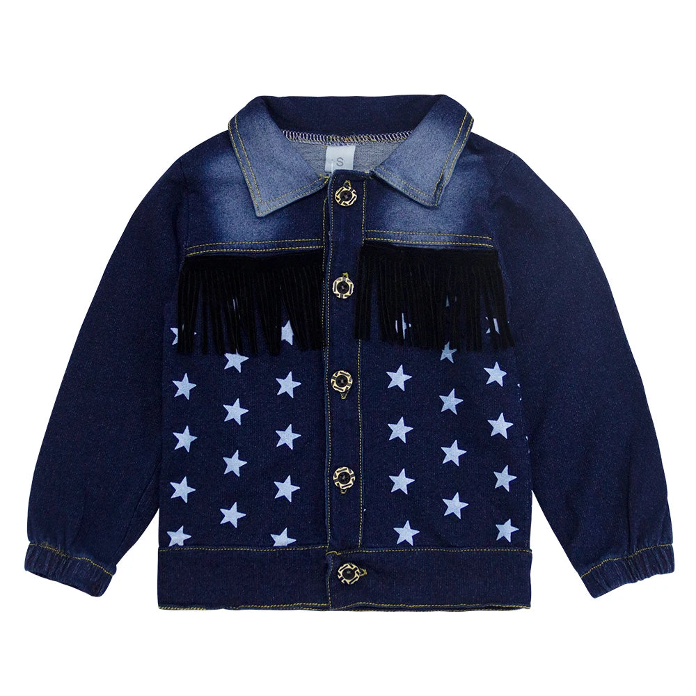 1-5Y Baby Boys Clothes Set Autumn Winter Cartoon Star Vest Coat Pants 3Pc for Kids Cowboy Fashion Outfits Toddler Boys Warm Suit