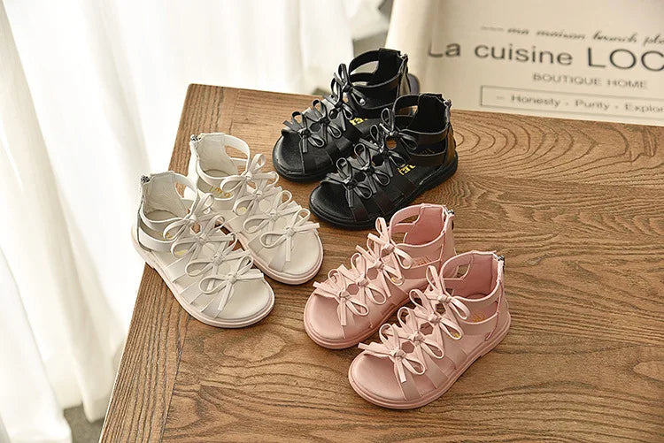 Girls Sandals Gladiator Flowers Sweet Soft Children's Beach Shoes Kids Summer Floral Sandals Princess Fashion Girl Shoes