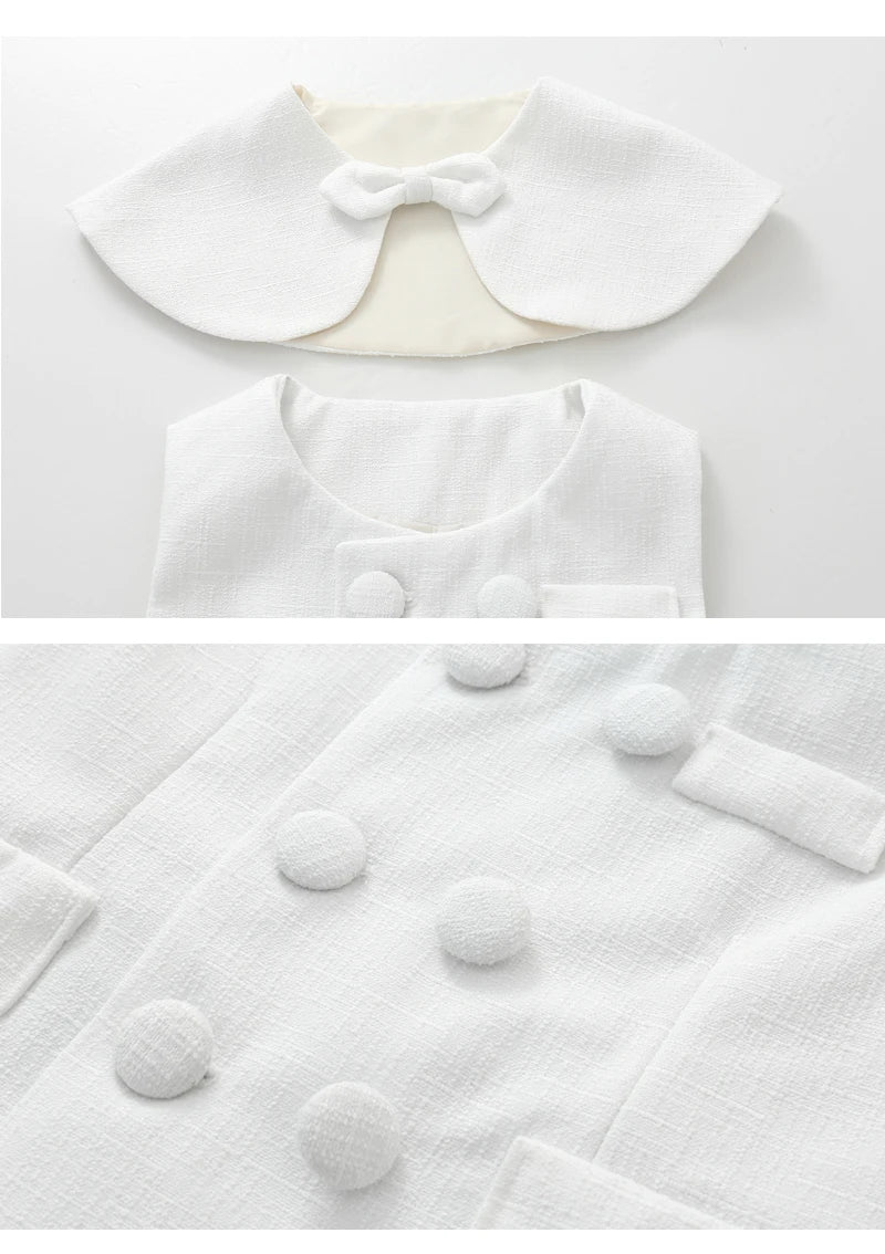 Boy Outfit Set Boutique White Formal Suits 5pcs Baptismal Baby Boys Girls Clothing with Children 1-4 Year Birthday Party Dress