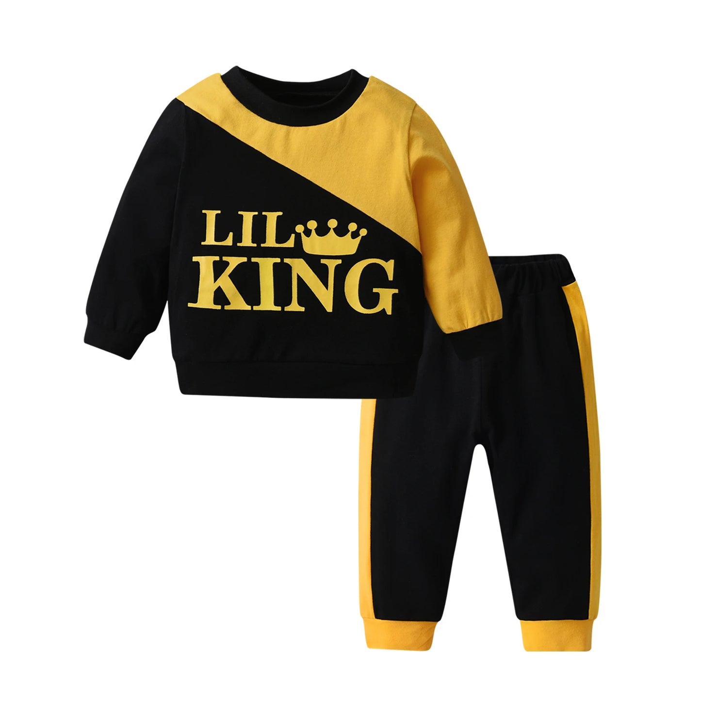 Toddler Baby Boy Fashion Long Sleeve Sport Suit Patchwork Sweatshirt Top with Letters + Pants Outfit Clothes Set for 0 to 2 Yrs