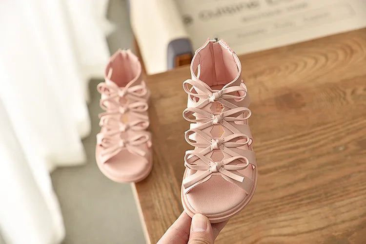 Girls Sandals Gladiator Flowers Sweet Soft Children's Beach Shoes Kids Summer Floral Sandals Princess Fashion Girl Shoes