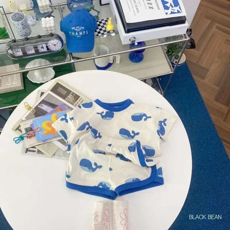 Baby Boy Clothing Set Toddler Kids Summer Clothes Cartoon T-shirt+Shorts 2Piece Suit Newborn Boy Girl Outfits Summer Tracksuits