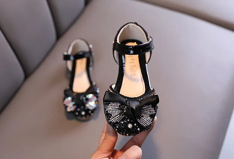 Fashion Children's Sandals 2025 Spring Summer Shining Flowers Sweet Girl Princess Shoes Dance Performance Kids Sandals