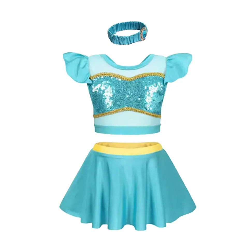 Girls Swimsuit Jasmine Kid Skirt Baby Swimming Suit Kids Children Swimwear Princess Lovely Bikini Bathing Cartoon Beach Wear