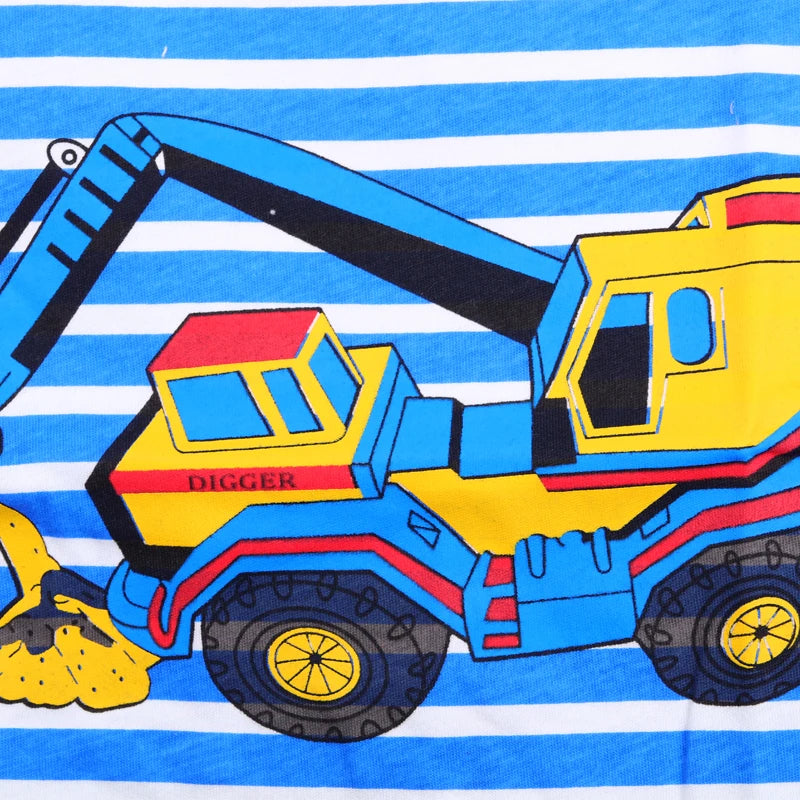 Summer Baby Boys' Clothing Suit Cartoon Excavator Cotton Short Sleeved Top +Shorts 2pcs Set Children Boy Kids Pyjamas Suit 0-4T