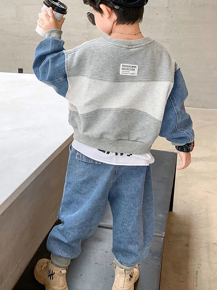 Children's Clothing Boy's Autumn Suit Sweater Suit Baby Boy Clothes Children's Top And Bottom Clothes Set Groups Of Pant