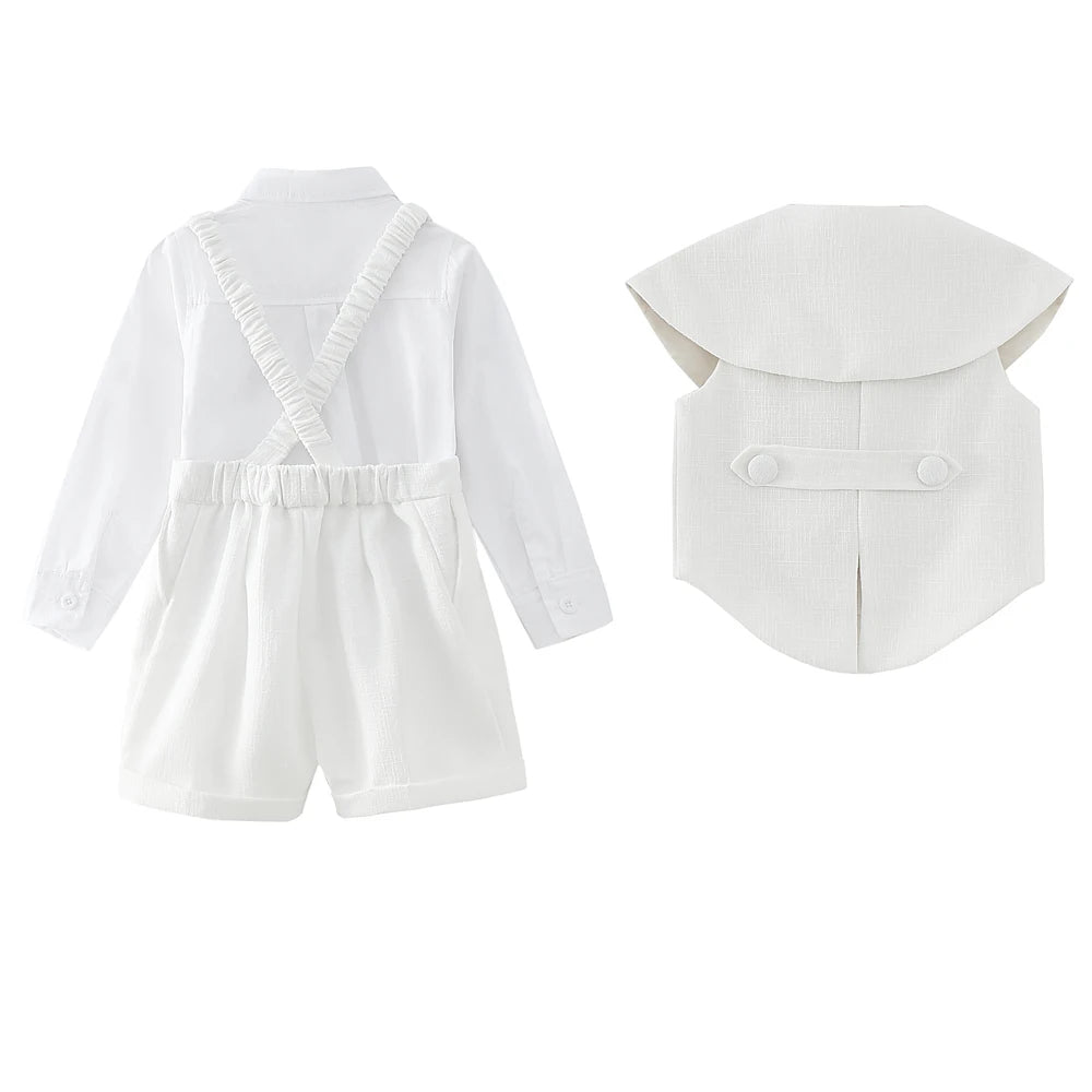 Boy Outfit Set Boutique White Formal Suits 5pcs Baptismal Baby Boys Girls Clothing with Children 1-4 Year Birthday Party Dress