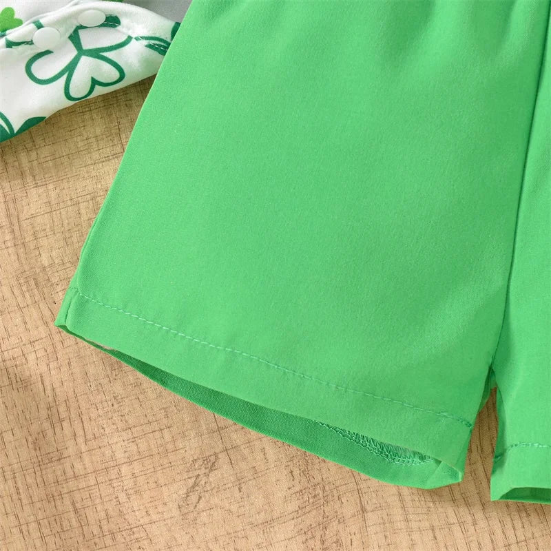 Toddler My First St.Patricks Day Baby Boy Gentleman Outfit Green Bow Tie Short Sleeve Romper Lucky Shamrock Pant Clothes Sets