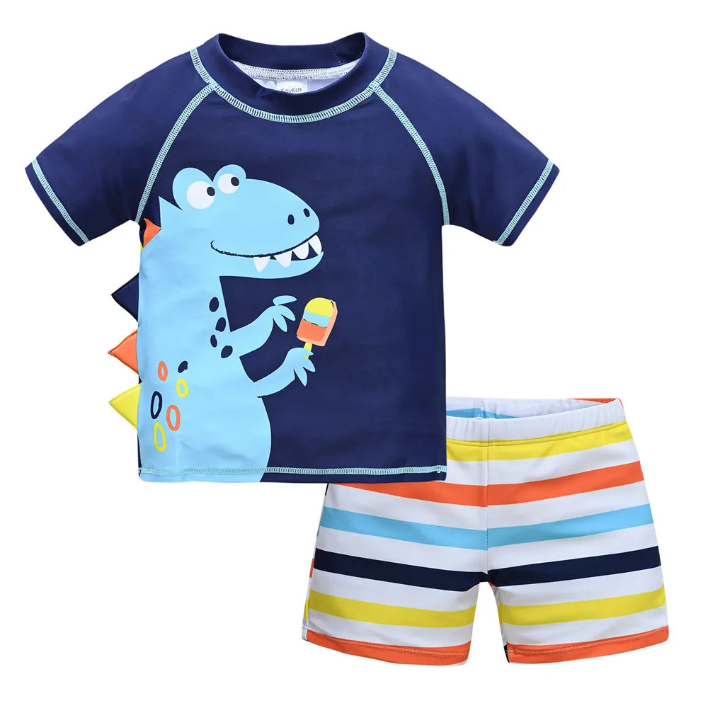 Kids Boy Swimsuit Cool Print 2 Pcs/lot 1-7 Years Summer Children Board Shorts Children Boys Swimwear Beach Surfing