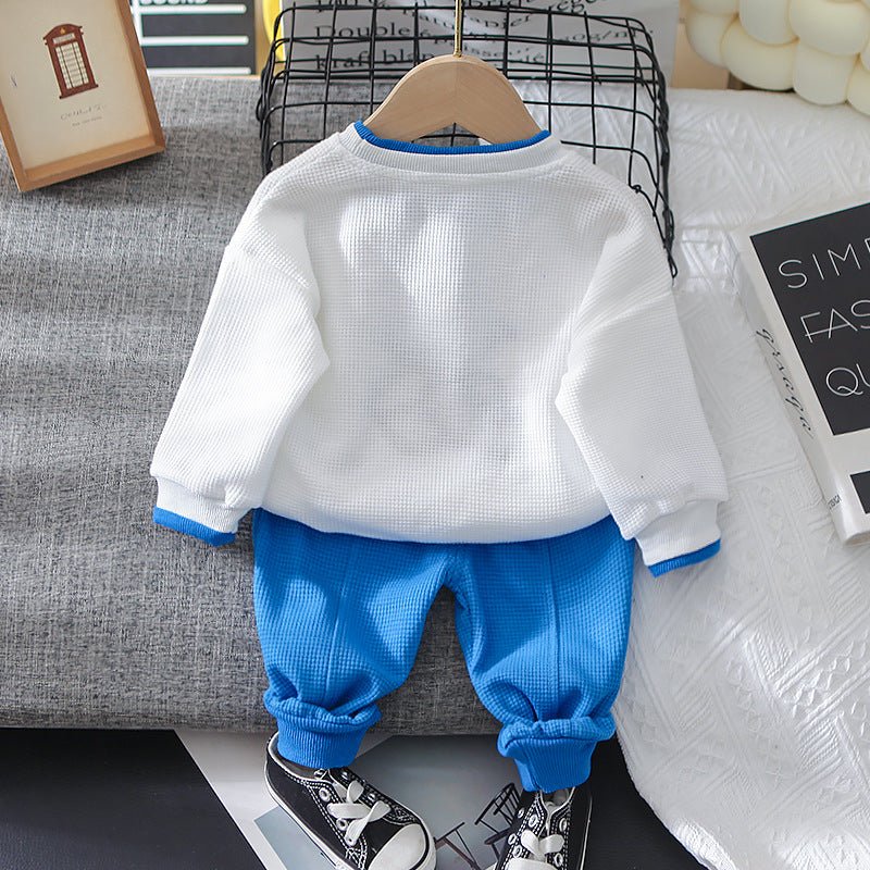 Toddler Boy Handsome Sport Clothing Sets 2023 Spring Autumn Children Fashion Tracksuit Baby Cartoon Pullover+ Pants Girl Clothes