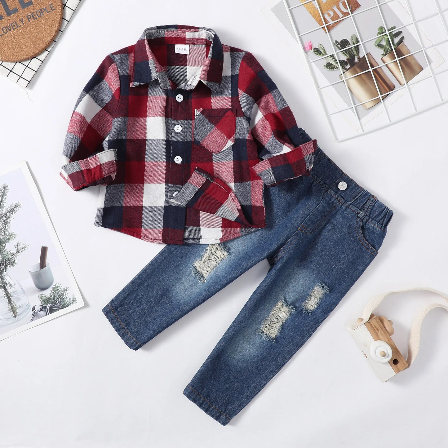 Winter Baby Boy Clothes Infant Toddler Boy Outfits 12 18 24 Months 2T 3T Denim Jeans Boys Fall Winter Clothing Pants Set
