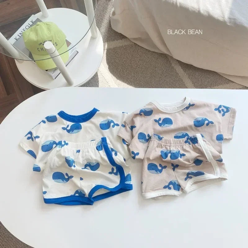 Baby Boy Clothing Set Toddler Kids Summer Clothes Cartoon T-shirt+Shorts 2Piece Suit Newborn Boy Girl Outfits Summer Tracksuits