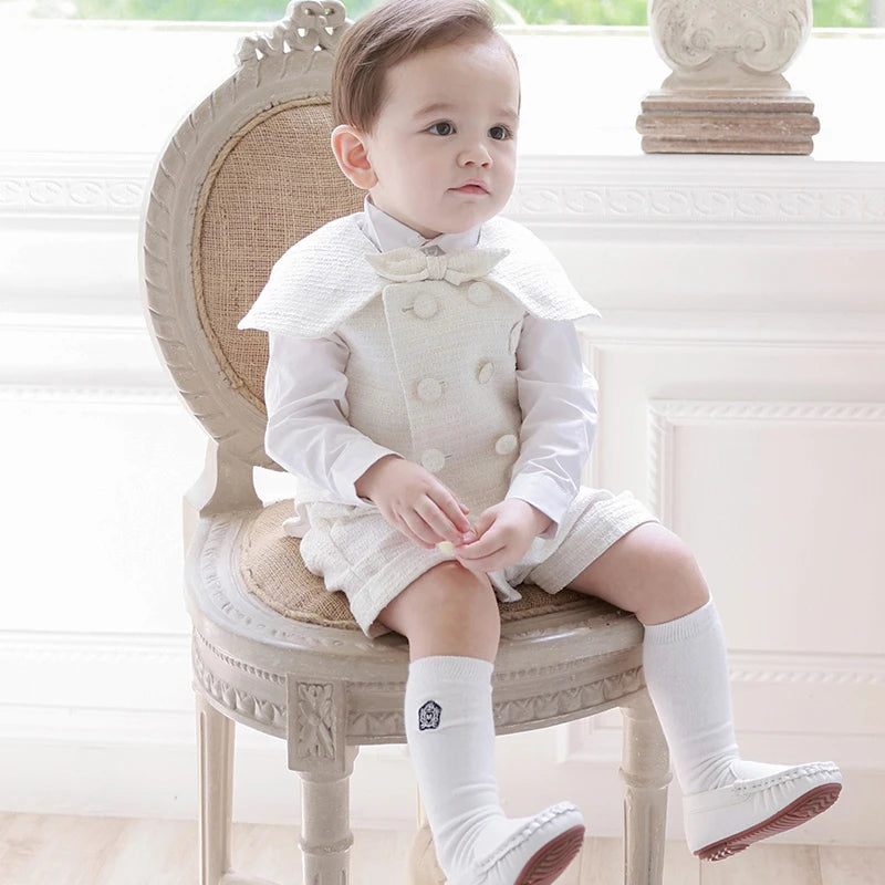 Boy Outfit Set Boutique White Formal Suits 5pcs Baptismal Baby Boys Girls Clothing with Children 1-4 Year Birthday Party Dress