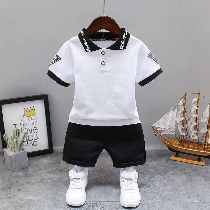 Baby Little Boy's Clothing Set Summer White Black Children Kid's Sport Suit Toddler Boys Girls Formal Clothes Sets Kids Clothes