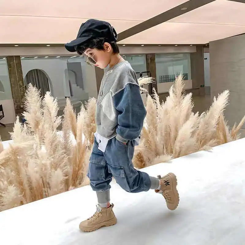 Children's Clothing Boy's Autumn Suit Sweater Suit Baby Boy Clothes Children's Top And Bottom Clothes Set Groups Of Pant