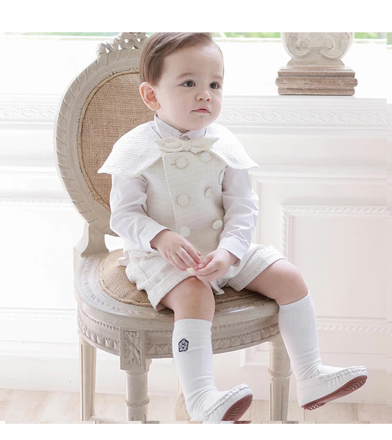 Boy Outfit Set Boutique White Formal Suits 5pcs Baptismal Baby Boys Girls Clothing with Children 1-4 Year Birthday Party Dress