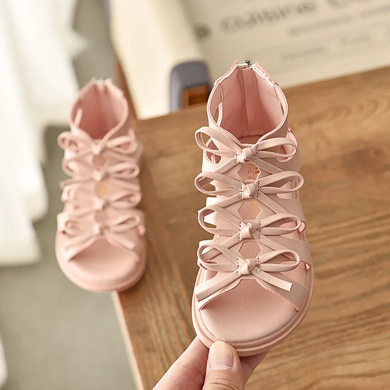 Girls Sandals Gladiator Flowers Sweet Soft Children's Beach Shoes Kids Summer Floral Sandals Princess Fashion Girl Shoes