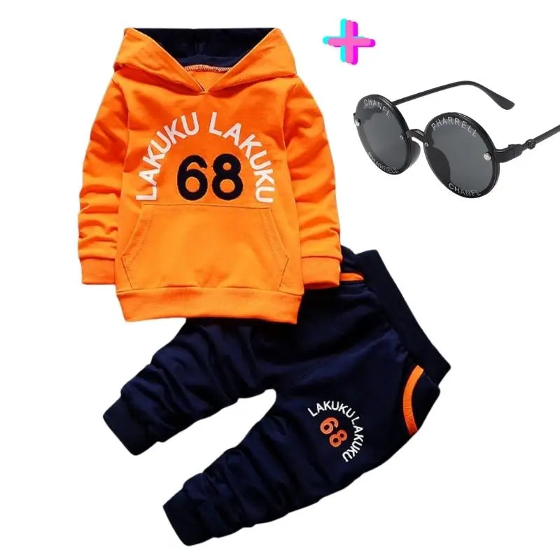Boy's Clothing Set Match Sunglasses 3pcs Outfit Ropa Baby Kids Sweatshirt Boys Tracksuit Fashion Active Hoodie Sport Suits