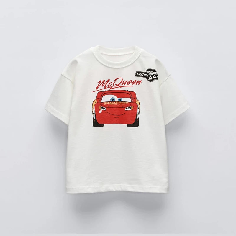 Car Cartoon Tees Tops For Boy Clothing Summer Fashion Children Short Sleeve Clothes Printed Pattern T-shirts Loose Casual Tshirt