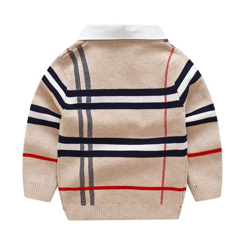 Children Clothes Winter Warm Top 2-8Y Boy Long Sleeve Sweater Knitted Gentleman Kids Spring Autumn Cardigan Baby Sweater