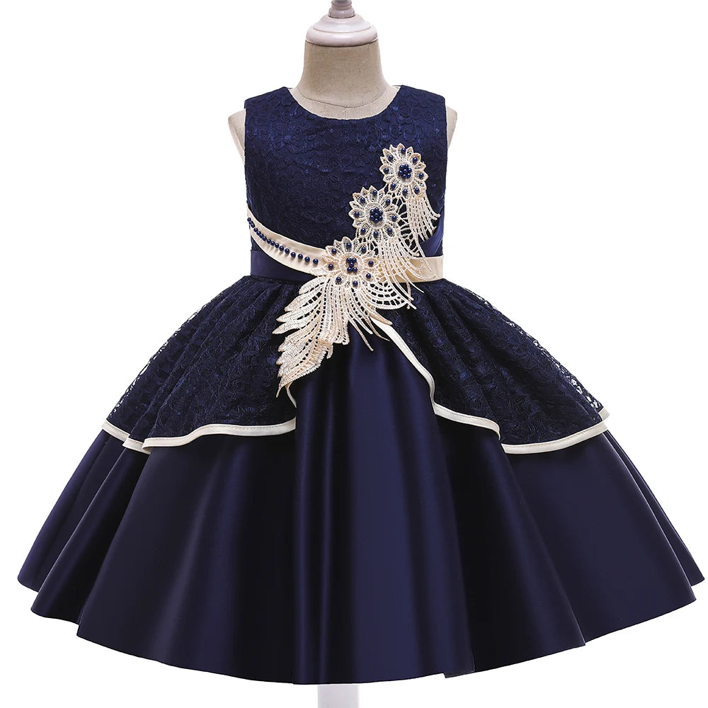 Elegant Kids Birthday Party Dresses For Girls Formal Wedding Evening Prom Gown Lace Flower Girl Princess Dress Children Costume