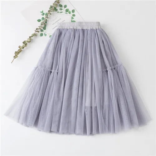 Kids Skirts For Girls Cotton Lace Tutu Pleated Skirt Black Pink Gray Children's Clothing 4 6 8 10 12Y Pettiskirt Party Clothes