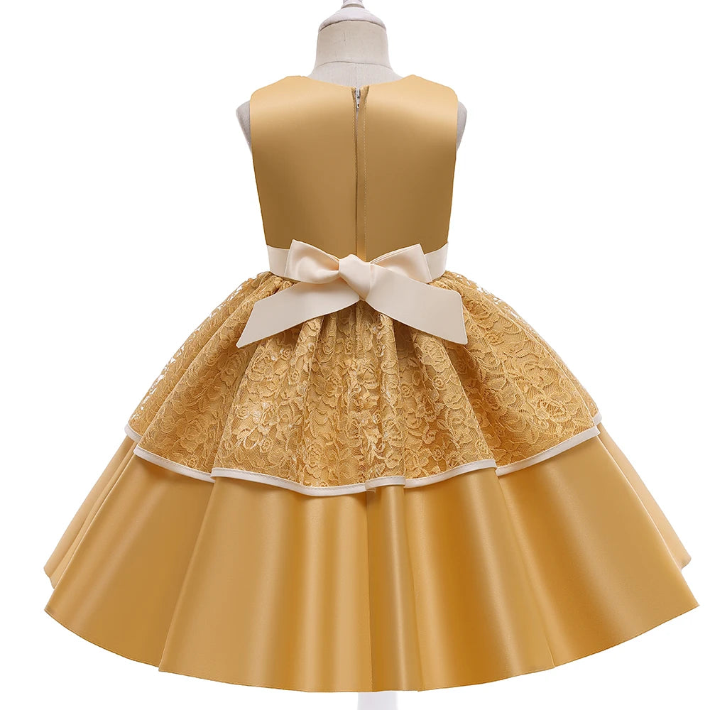 Elegant Kids Birthday Party Dresses For Girls Formal Wedding Evening Prom Gown Lace Flower Girl Princess Dress Children Costume