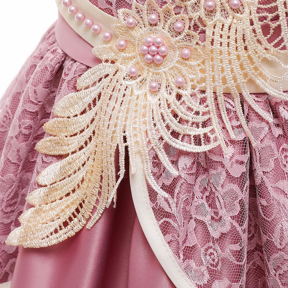 Elegant Kids Birthday Party Dresses For Girls Formal Wedding Evening Prom Gown Lace Flower Girl Princess Dress Children Costume