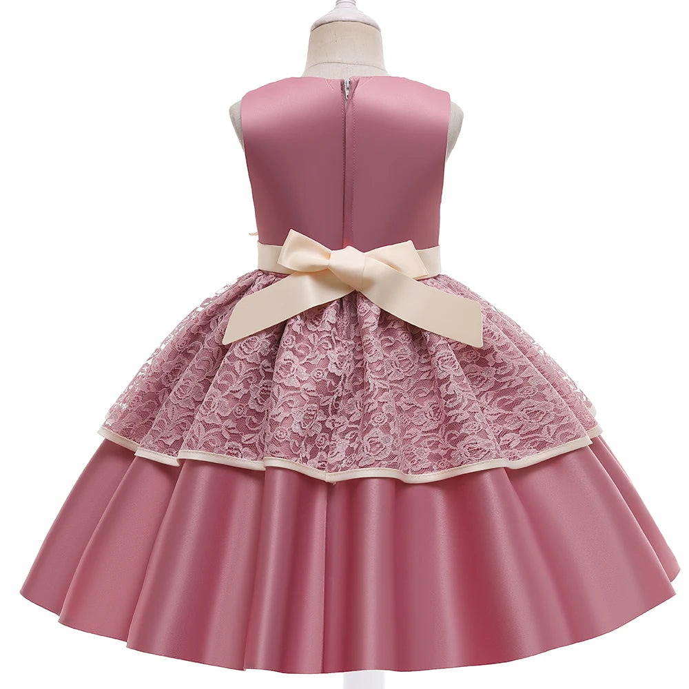 Elegant Kids Birthday Party Dresses For Girls Formal Wedding Evening Prom Gown Lace Flower Girl Princess Dress Children Costume