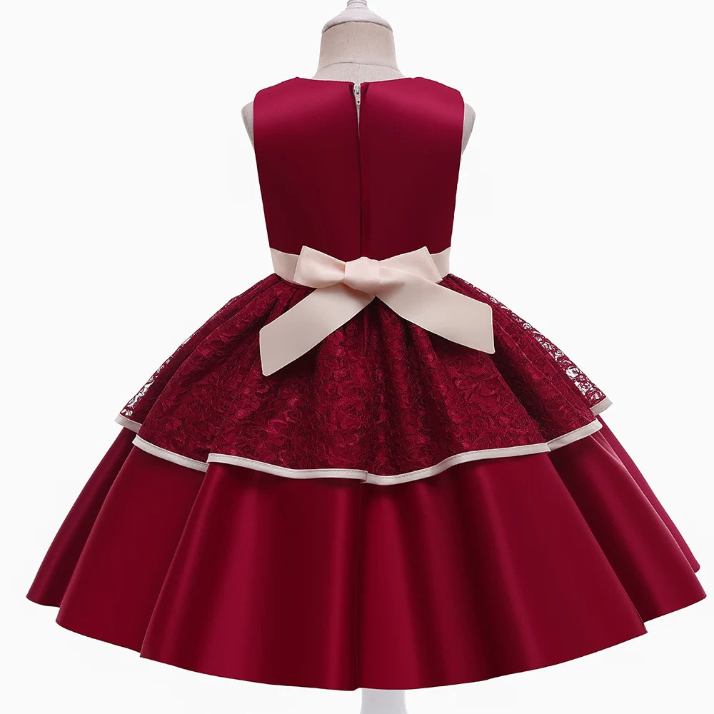 Elegant Kids Birthday Party Dresses For Girls Formal Wedding Evening Prom Gown Lace Flower Girl Princess Dress Children Costume