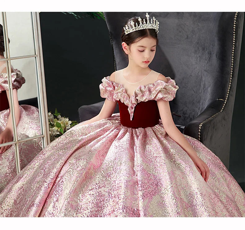 Kids Pageant Dresses for Girls 2 6 To 8 10 14 Years Children Long Dress Party Evening Elegant Luxury Gown Formal Occasion Frock