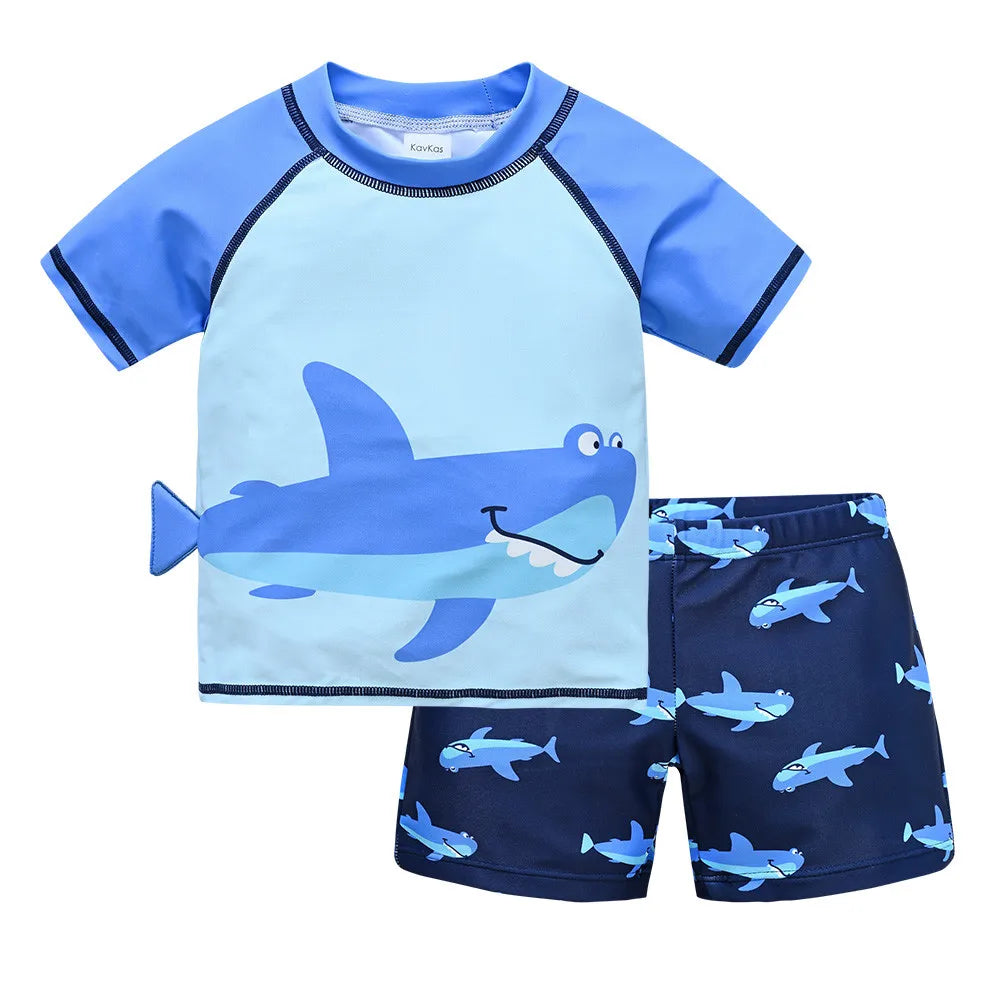 Kids Boy Swimsuit Cool Print 2 Pcs/lot 1-7 Years Summer Children Board Shorts Children Boys Swimwear Beach Surfing