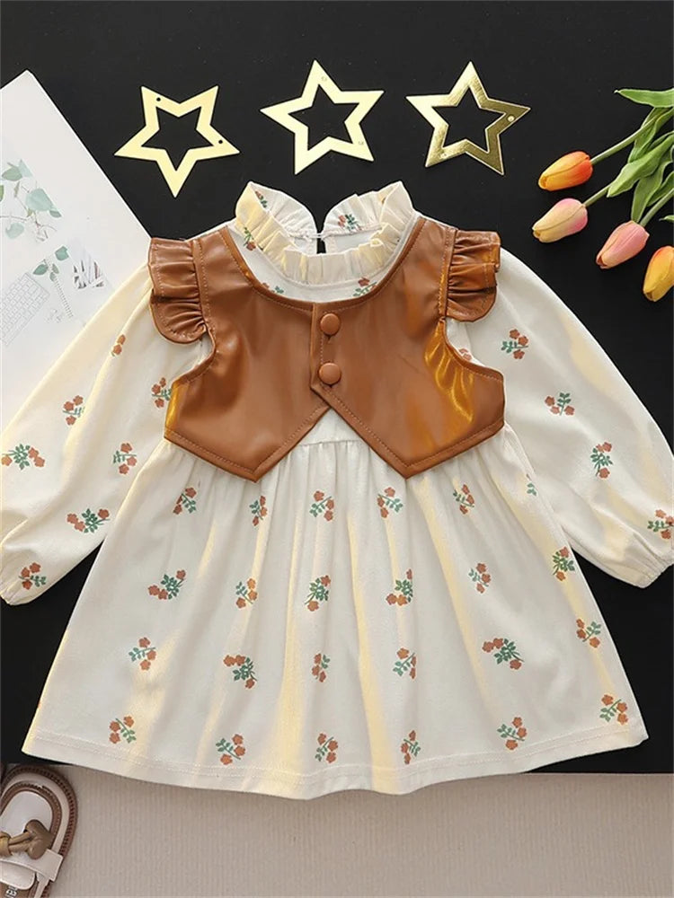 Children's Girls Dresses Spring Autumn Baby Clothes Long Sleeve Print Dresses For Girls Fashion Kids Clothing Outfit 10M-4Years