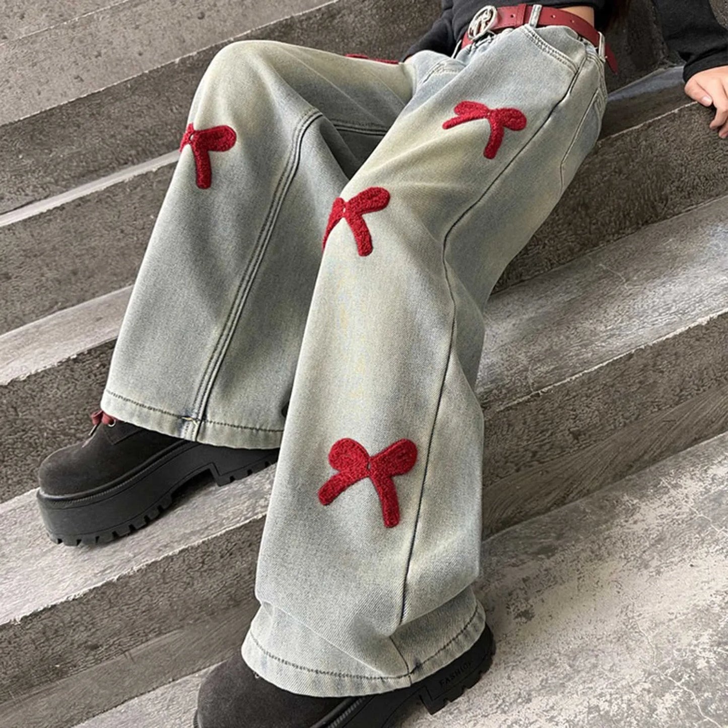 2t Girl Clothes Girls Jeans Streetwear Denim Cargo Pants High Waist Floor Length Baggy Wide Leg Jeans Snow Pants Big Girls