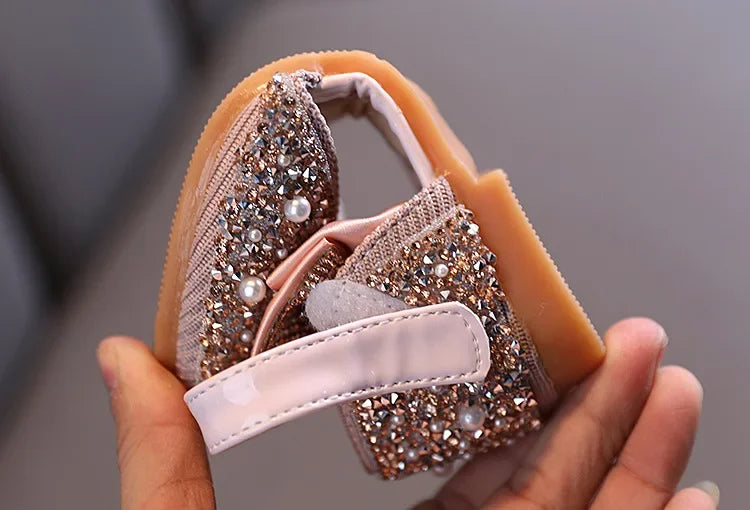 Fashion Children's Sandals 2025 Spring Summer Shining Flowers Sweet Girl Princess Shoes Dance Performance Kids Sandals