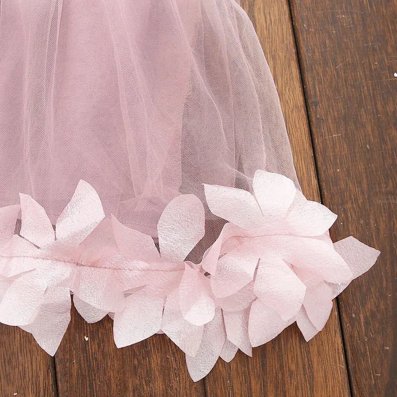 Kids' Dresses Summer Floral Pattern Solid Color Multi Layers Design Gauze Baby Girl Dress Cute Simple Baby Girl Clothes