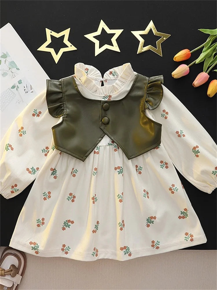 Children's Girls Dresses Spring Autumn Baby Clothes Long Sleeve Print Dresses For Girls Fashion Kids Clothing Outfit 10M-4Years