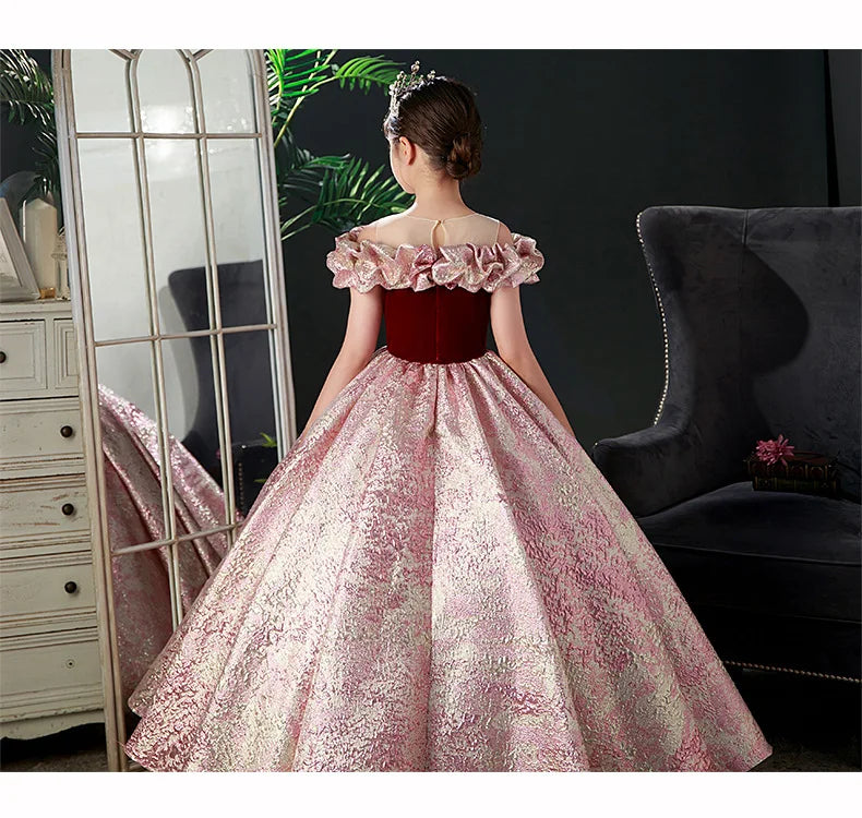 Kids Pageant Dresses for Girls 2 6 To 8 10 14 Years Children Long Dress Party Evening Elegant Luxury Gown Formal Occasion Frock