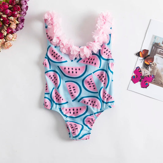 Baby Girls Swim Summer Bikini Set Cute Floral Toddler Kids Swimming Suits One-Piece Beach Wear Summer Sunbeach Swimsuit