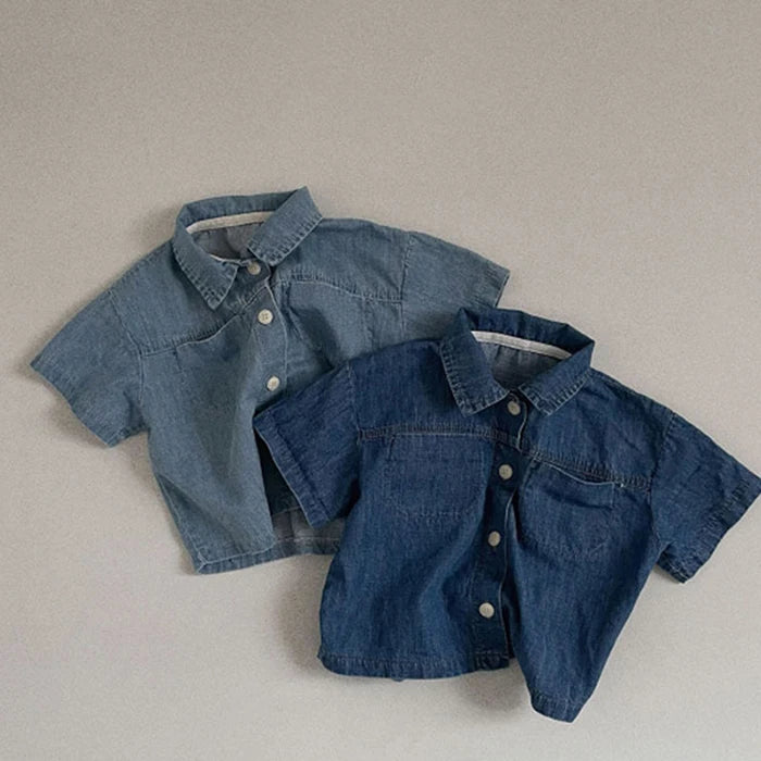 Korean Style 1-6Yrs Baby Boys Girl Clothes Set Cotton Linen Short Sleeved Cardigan+Shorts Kids Clothing Suit For Summer