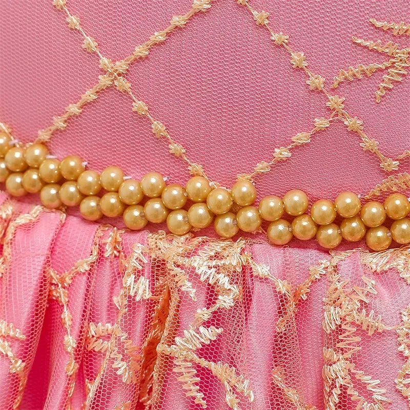 Kids Dresses for Girls 2024 New Flower Lace Princess Dresses Formal Evening Elegant Prom Gown Vintage Embroidery Luxury Dress