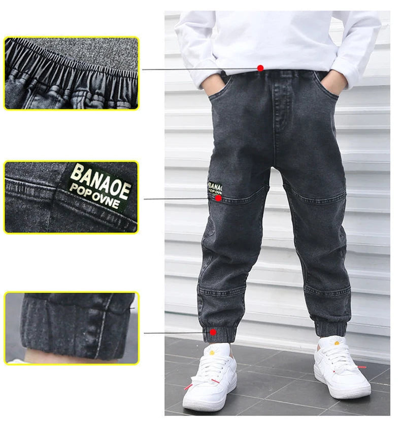 IENENS Boys Jeans Pants Child Denim Long Pants Spring Autumn Clothes 4-11 Years Kids Casual Trousers Young Boy Stretch Jeans