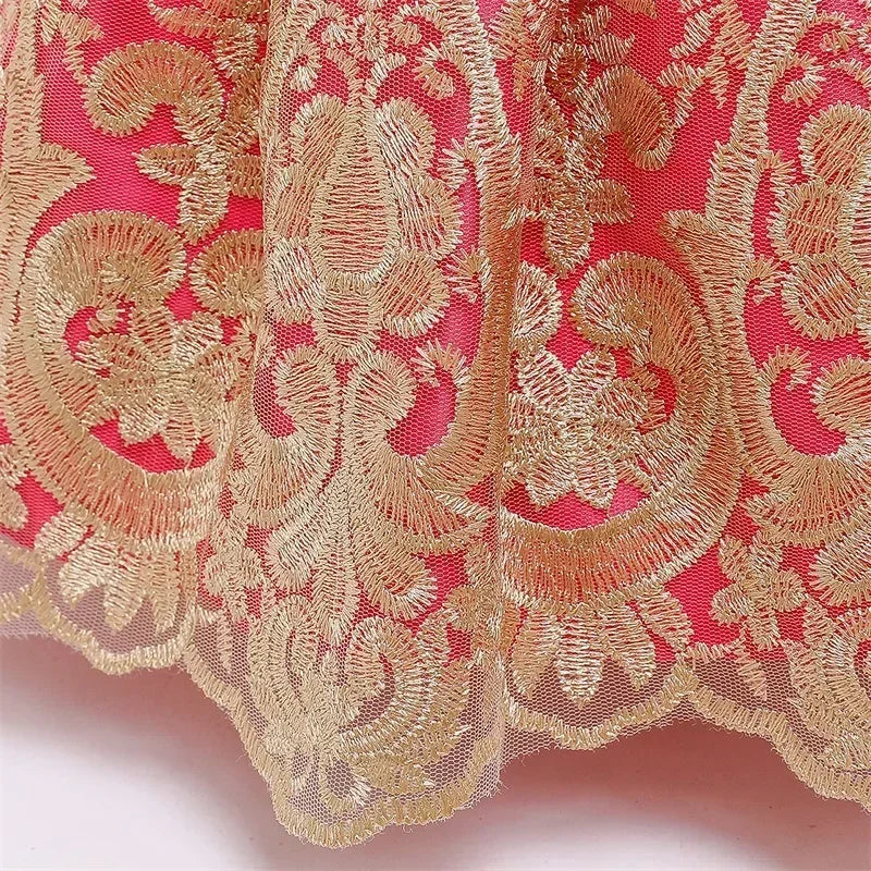 Kids Dresses for Girls 2024 New Flower Lace Princess Dresses Formal Evening Elegant Prom Gown Vintage Embroidery Luxury Dress