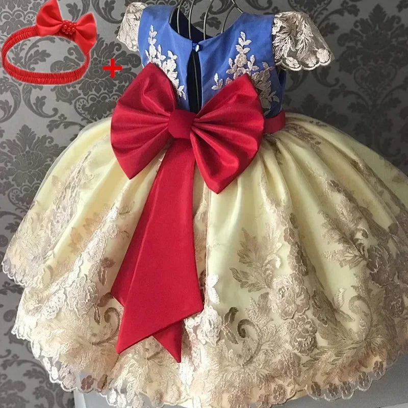 Kids Dresses for Girls 2024 New Flower Lace Princess Dresses Formal Evening Elegant Prom Gown Vintage Embroidery Luxury Dress