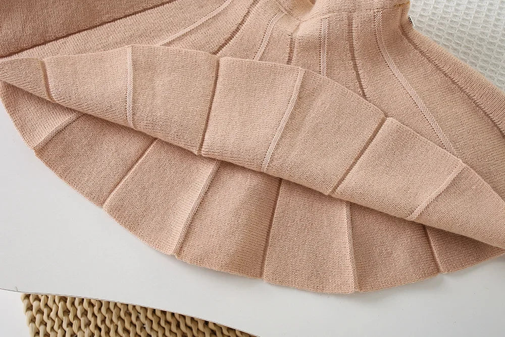 Children's Clothing Sets Cutout Floral Cardigan Sweater + Pleated Skirt Knitted Sweater Girls Winter Clothes Pullovers for Kids